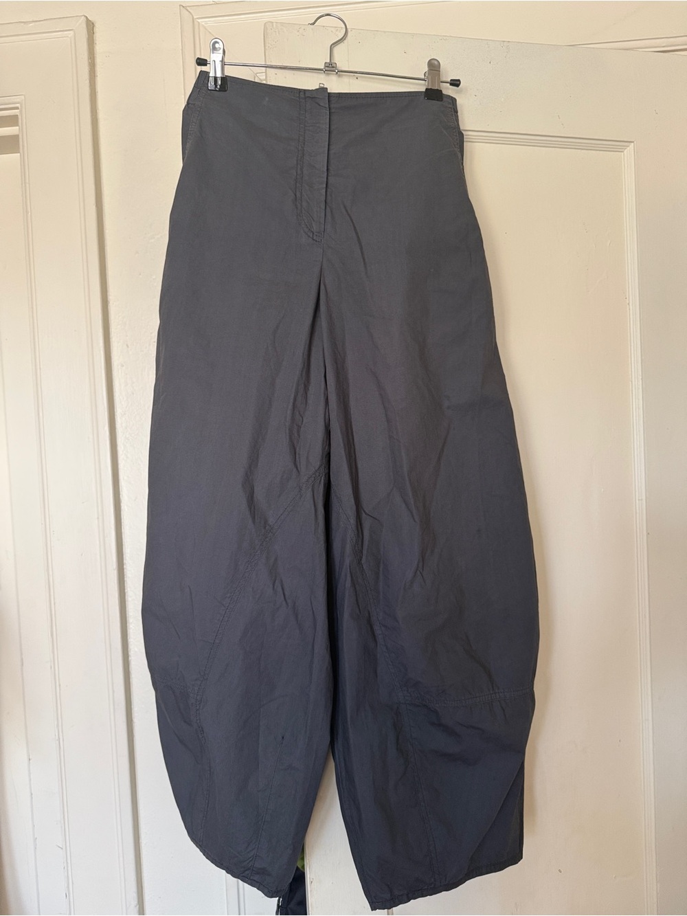 Oska Wide-Leg High-Waist Balloon Pants in Slate Blue